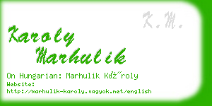 karoly marhulik business card